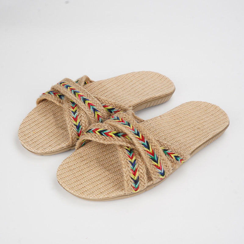 Ethnic Boho Fashion - SHAJI Zomer Dames Linnen Slippers Huis;
