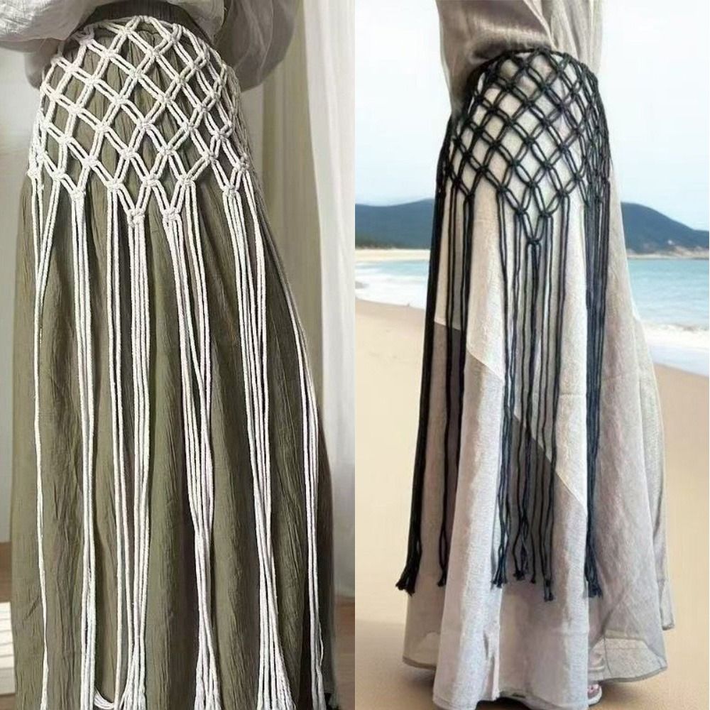 Ethnic Boho Fashion - Bohemian stijl, netten tailleband met franjes,