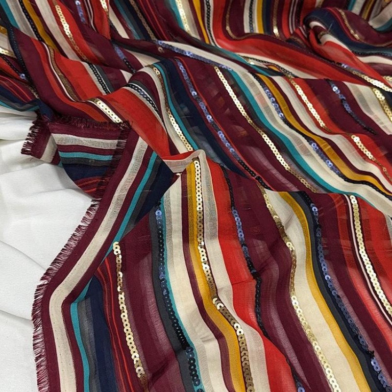Kleurrijk gestreept geborduurd - Ethnic Fashion Designers recensie en prijs
