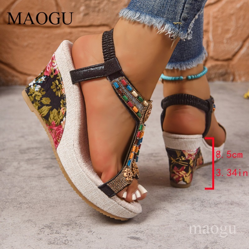 Boho sandalen met kralen en bl - Ethnic Boho Fashion recensie en prijs