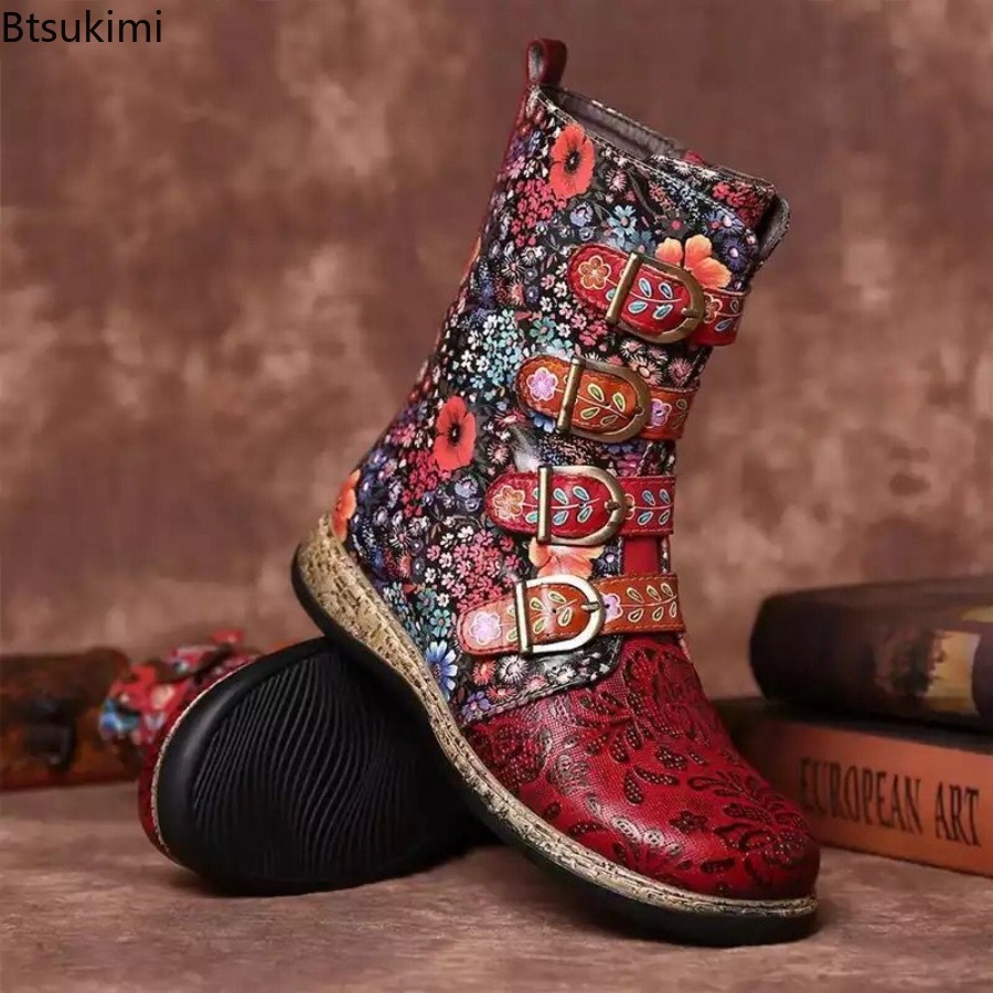 Dameslaarzen van leer met etni - Ethnic Fashion For Ladies recensie en prijs
